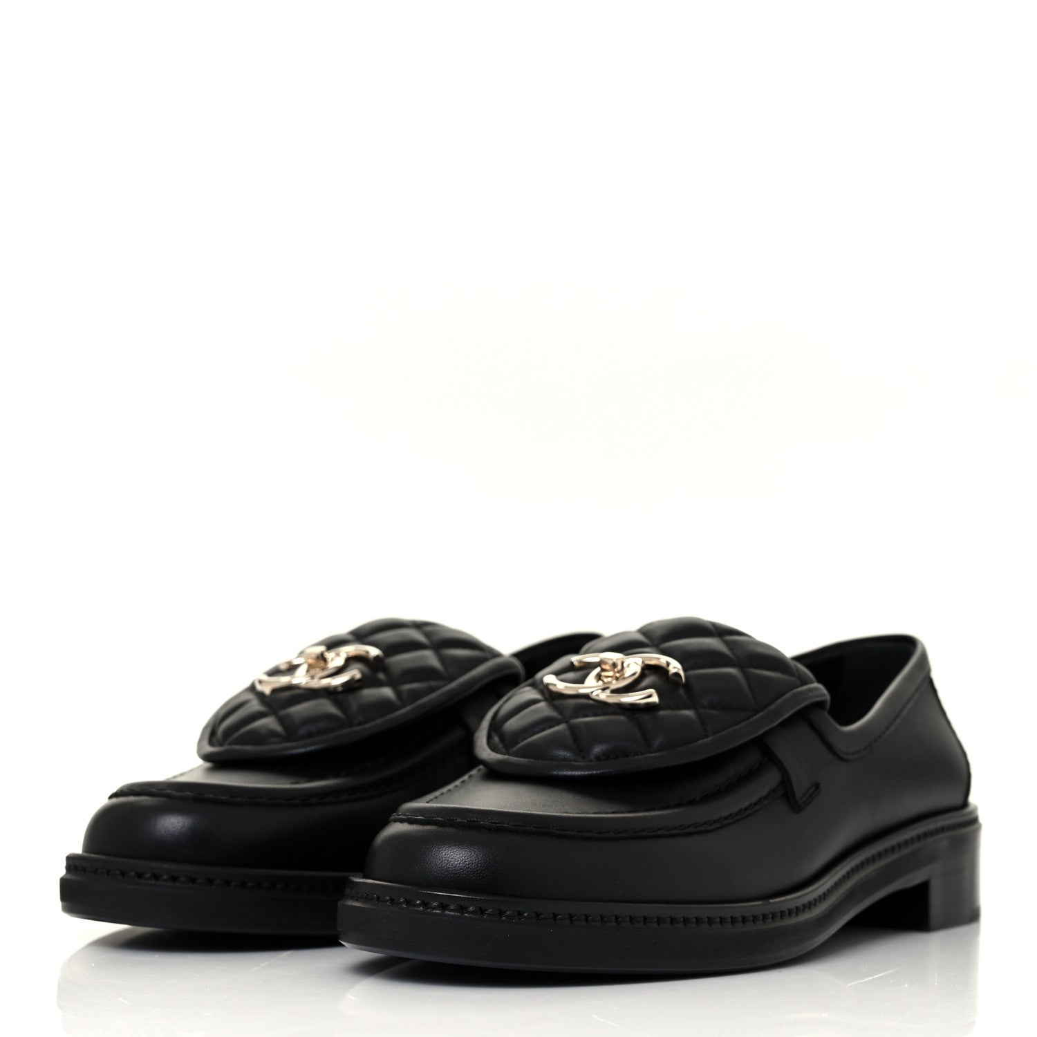Chanel Lambskin Quilted CC Turnlock Loafers 39 Black 1 of 8