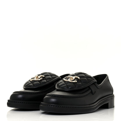 Chanel Lambskin Quilted CC Turnlock Loafers 39 Black 1 of 8