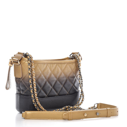 Chanel Metallic Goatskin Quilted Small Gabrielle Hobo Gold Black 3 of 10