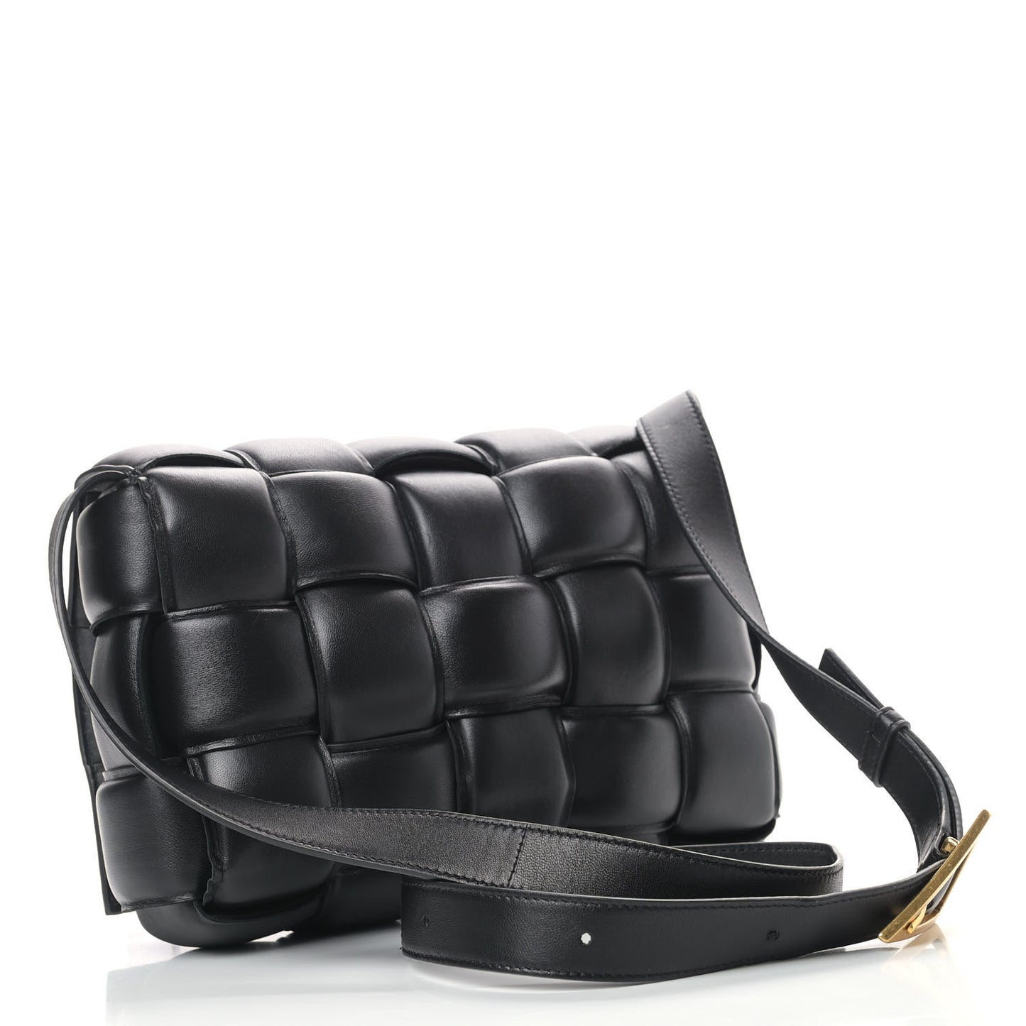 Nappa Maxi Intreccio Padded Cassette Crossbody Bag Black