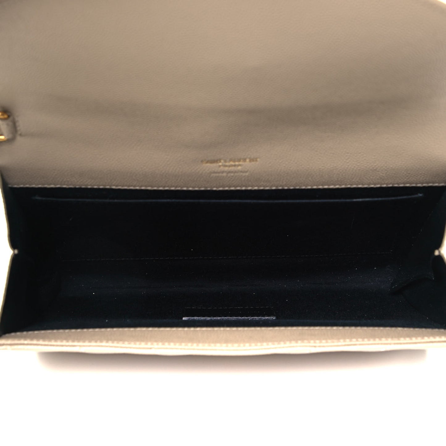 Grain De Poudre Matelasse Chevron Monogram Envelope Clutch Dark Beige