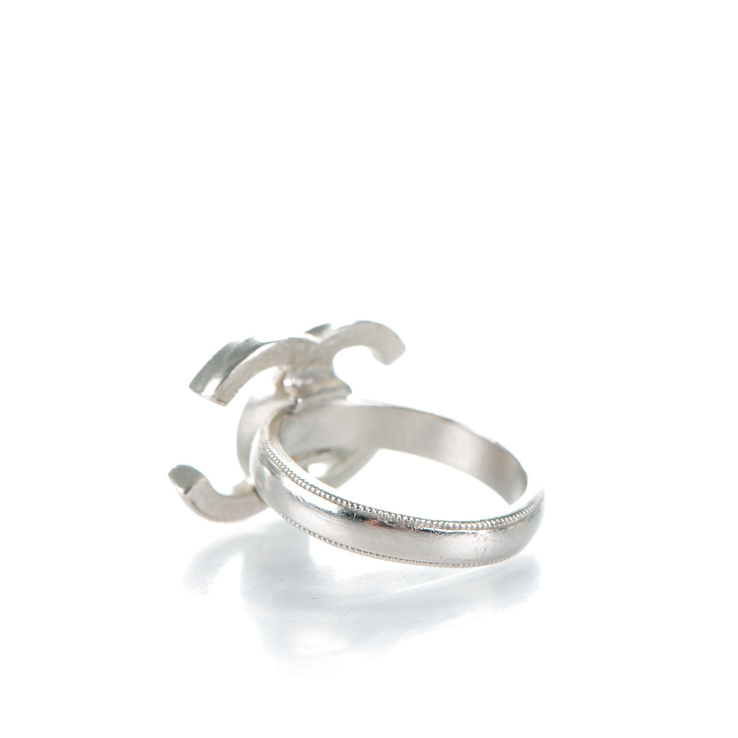 Chanel Crystal CC Ring 52 6 Silver 3 of 5