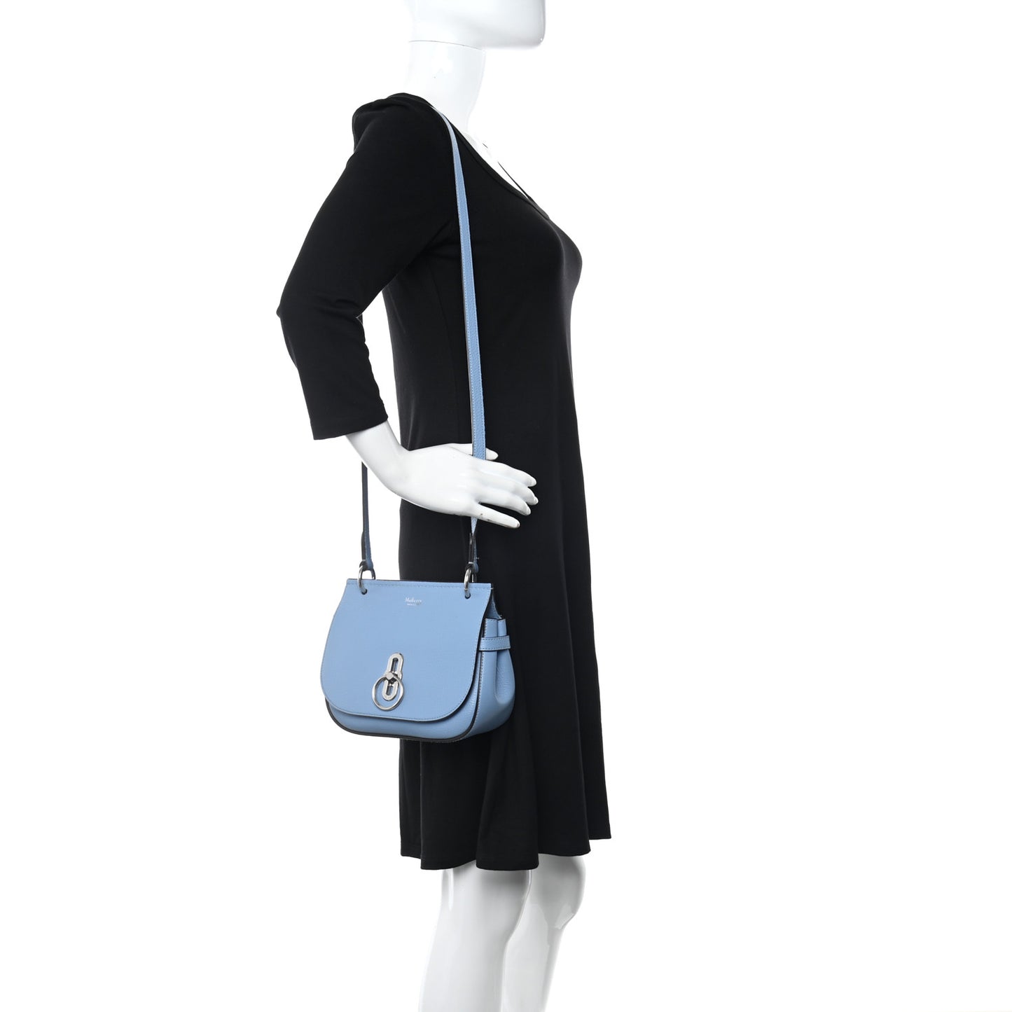 Small Classic Grain Calfskin Small Amberley Satchel Porcelain Blue