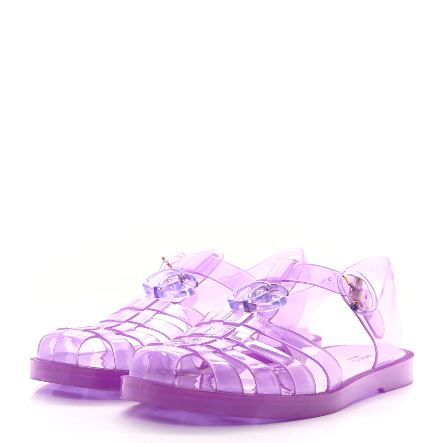 Shiny Rubber Double G Buckle Strap Sandals 40 Lapis Transparent