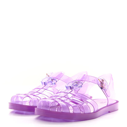 Gucci Shiny Rubber Double G Buckle Strap Sandals 40 Lapis Transparent 3 of 8
