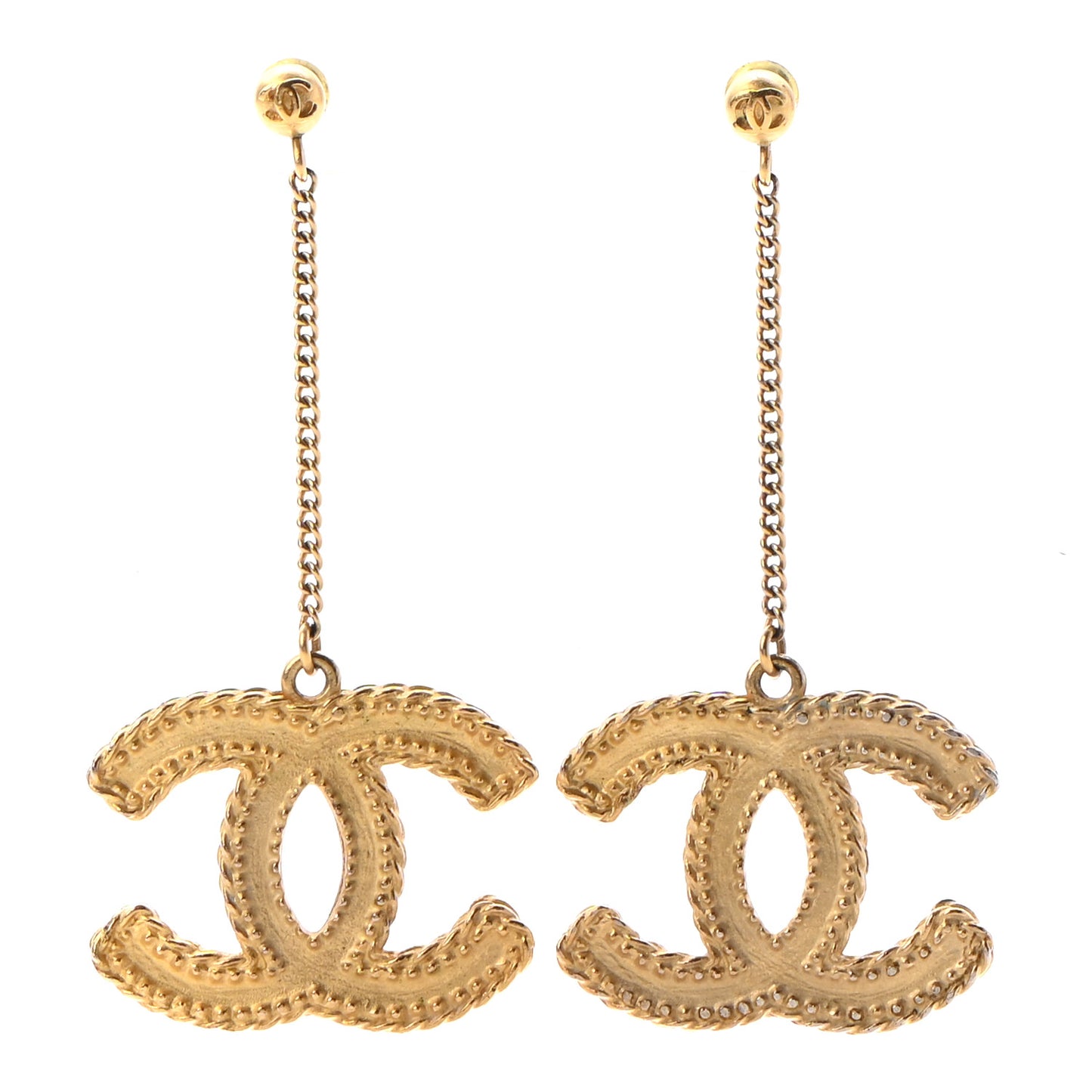 CC Drop Earrings Matte Gold