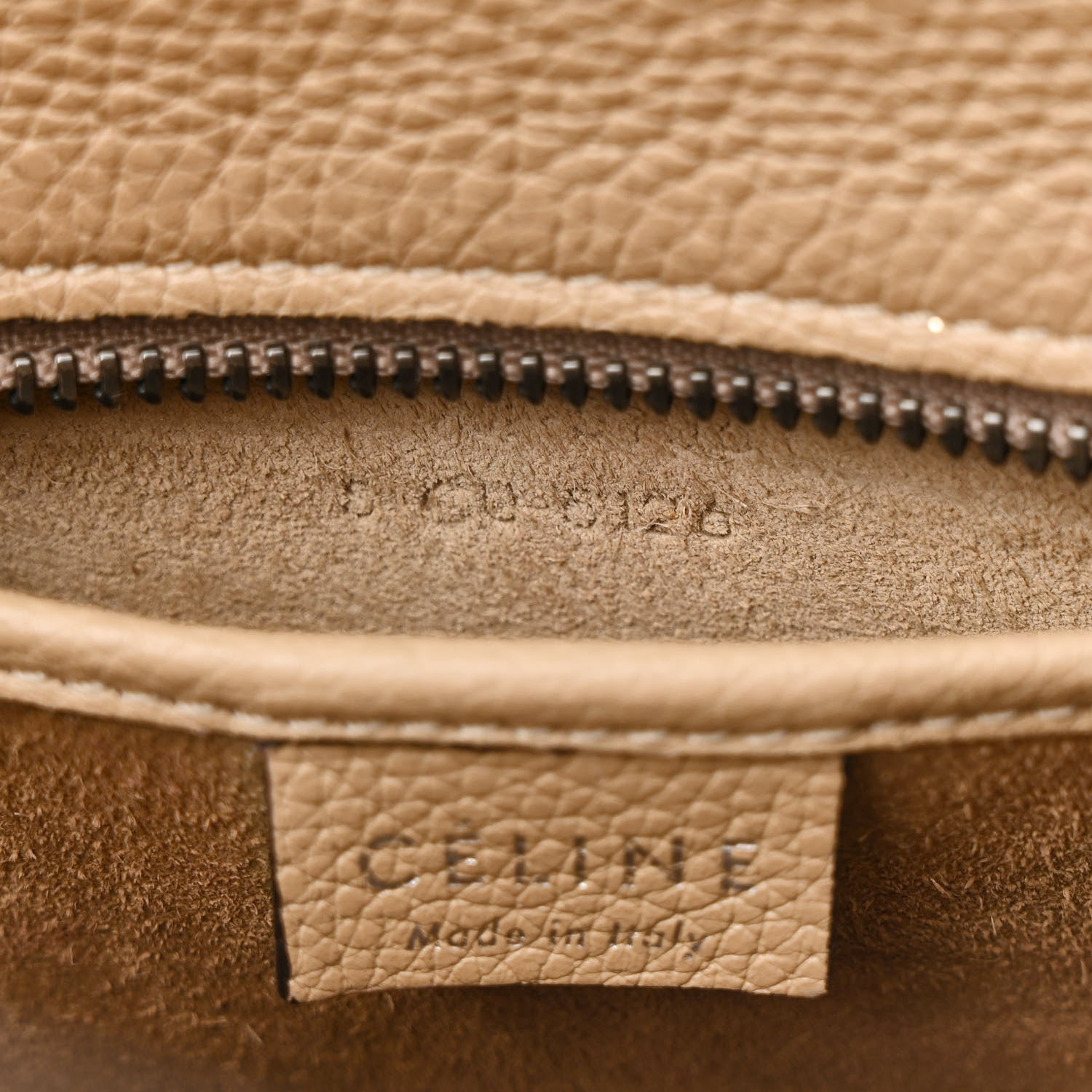 Celine Drummed Calfskin Nano Luggage Dune 7 of 26