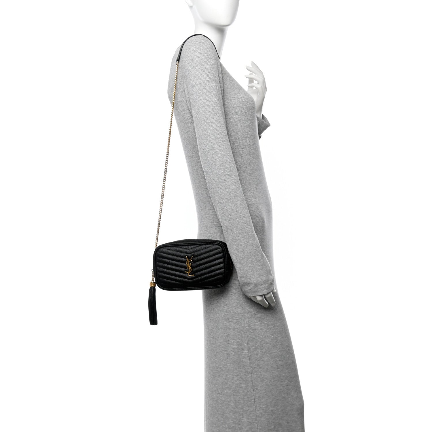 Saint Laurent Grain De Poudre Matelasse Monogram Mini Lou Camera Bag Black 2 of 10