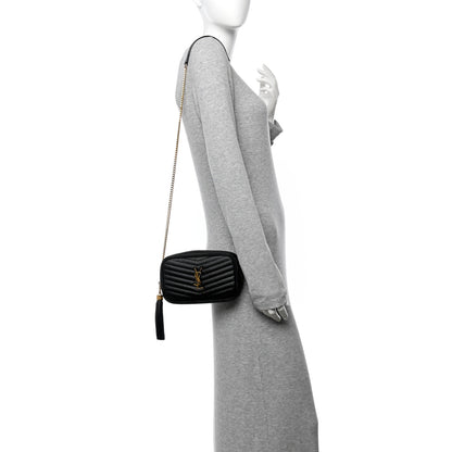 Saint Laurent Grain De Poudre Matelasse Monogram Mini Lou Camera Bag Black 2 of 10