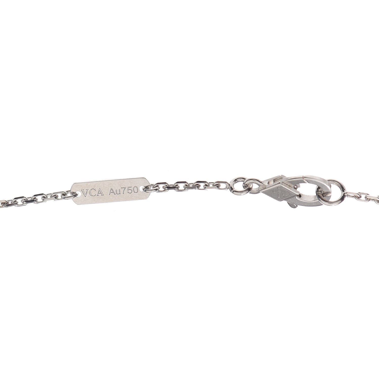 Van Cleef & Arpels 18K White Gold Diamond Guilloche Vintage Alhambra Pendant Necklace 6 of 8