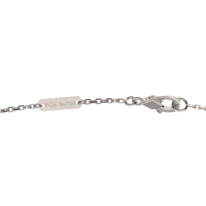 Van Cleef & Arpels 18K White Gold Diamond Guilloche Vintage Alhambra Pendant Necklace 6 of 8