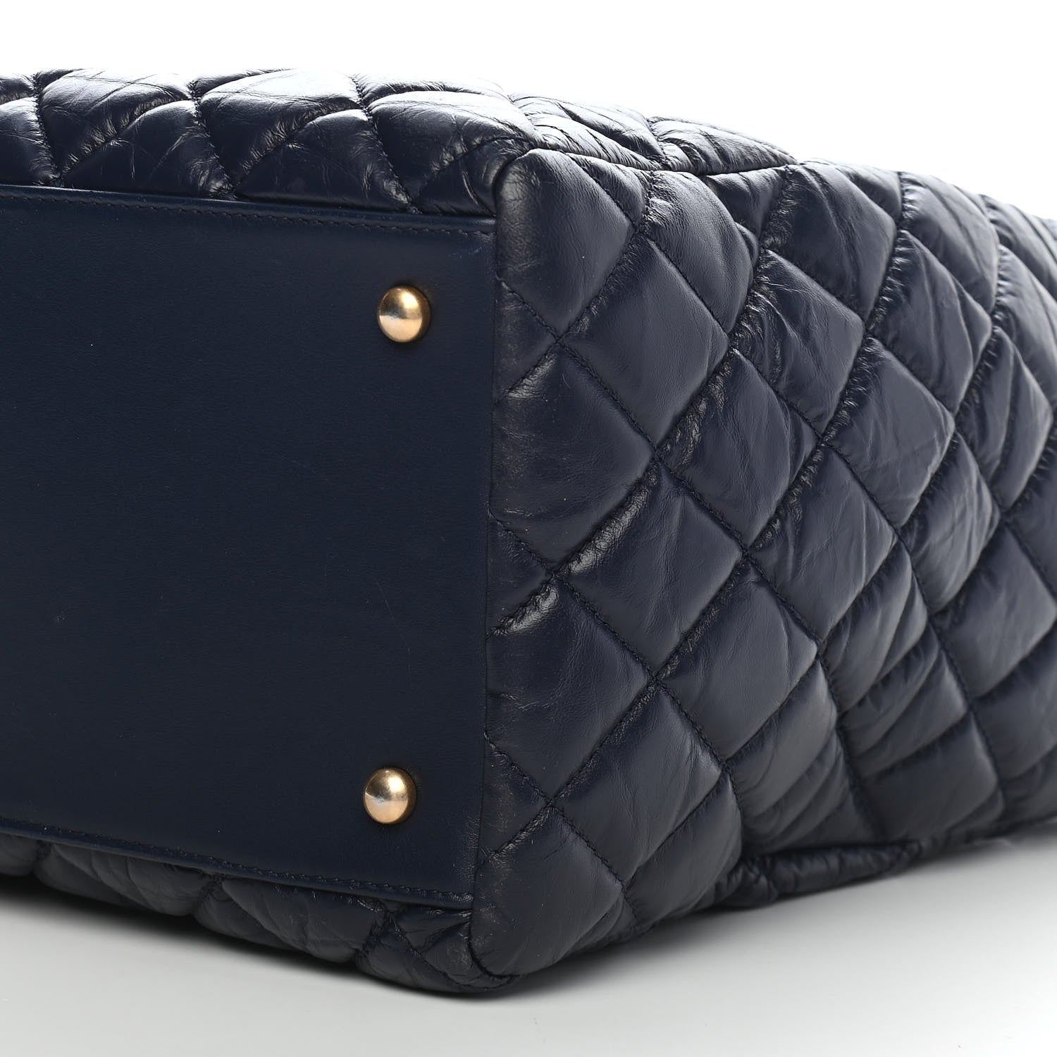 Chanel Aged Calfskin Quilted Large Coco Handle Shopping Tote Navy 8 of 8