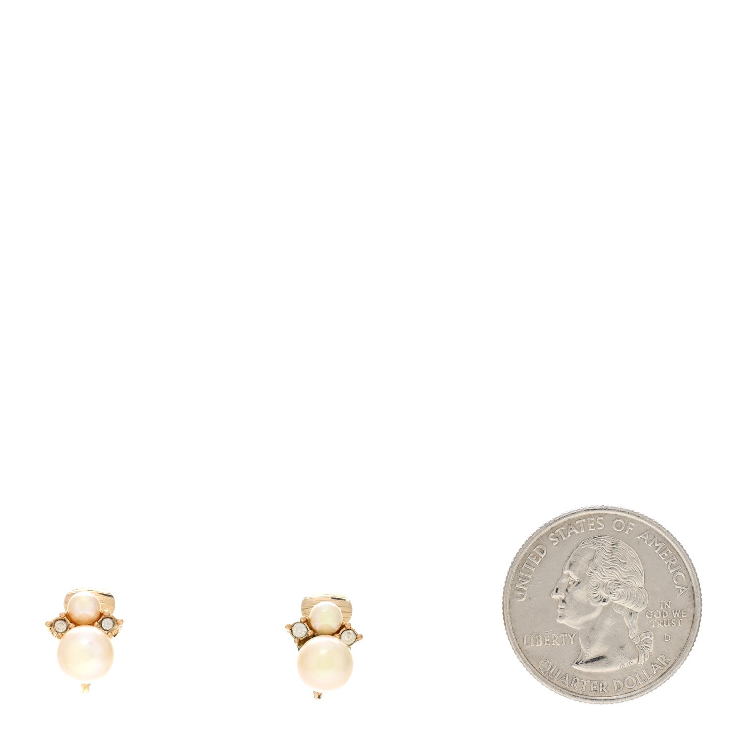 Christian Dior Pearl Crystal Clip On Earrings Cream 2 of 5