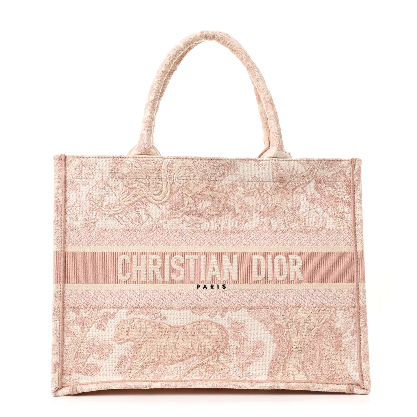 Canvas Embroidered Medium Dioriviera Toile De Jouy Book Tote Rose