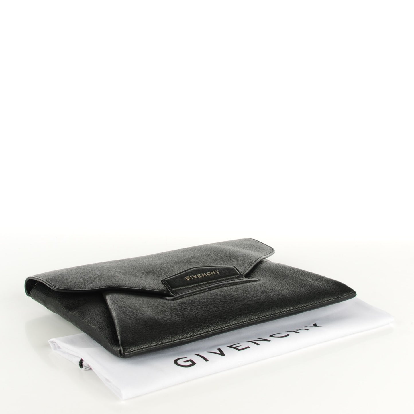 Sugar Goatskin Medium Antigona Envelope Clutch Black