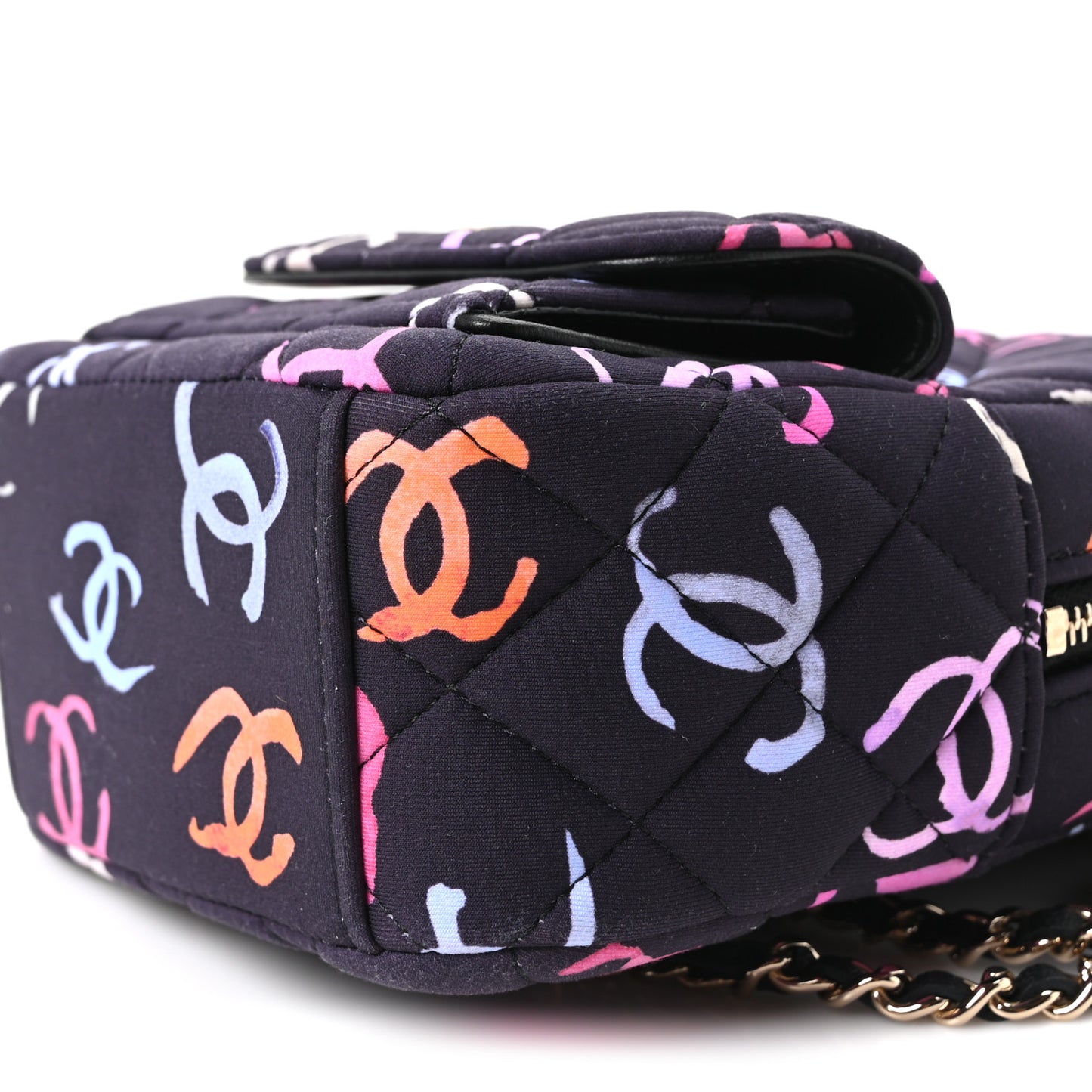 Printed Fabric Quilted CC Mini Classic Backpack Black Multicolor