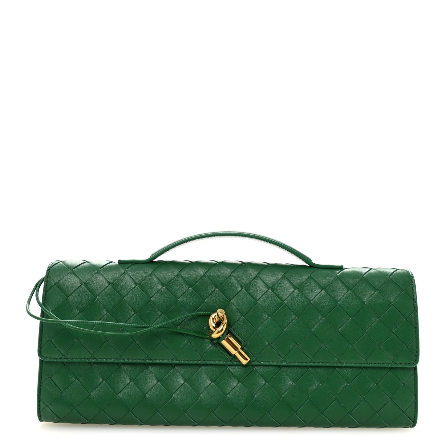 Nappa Intrecciato Long Andiamo Top Handle Clutch Jungle