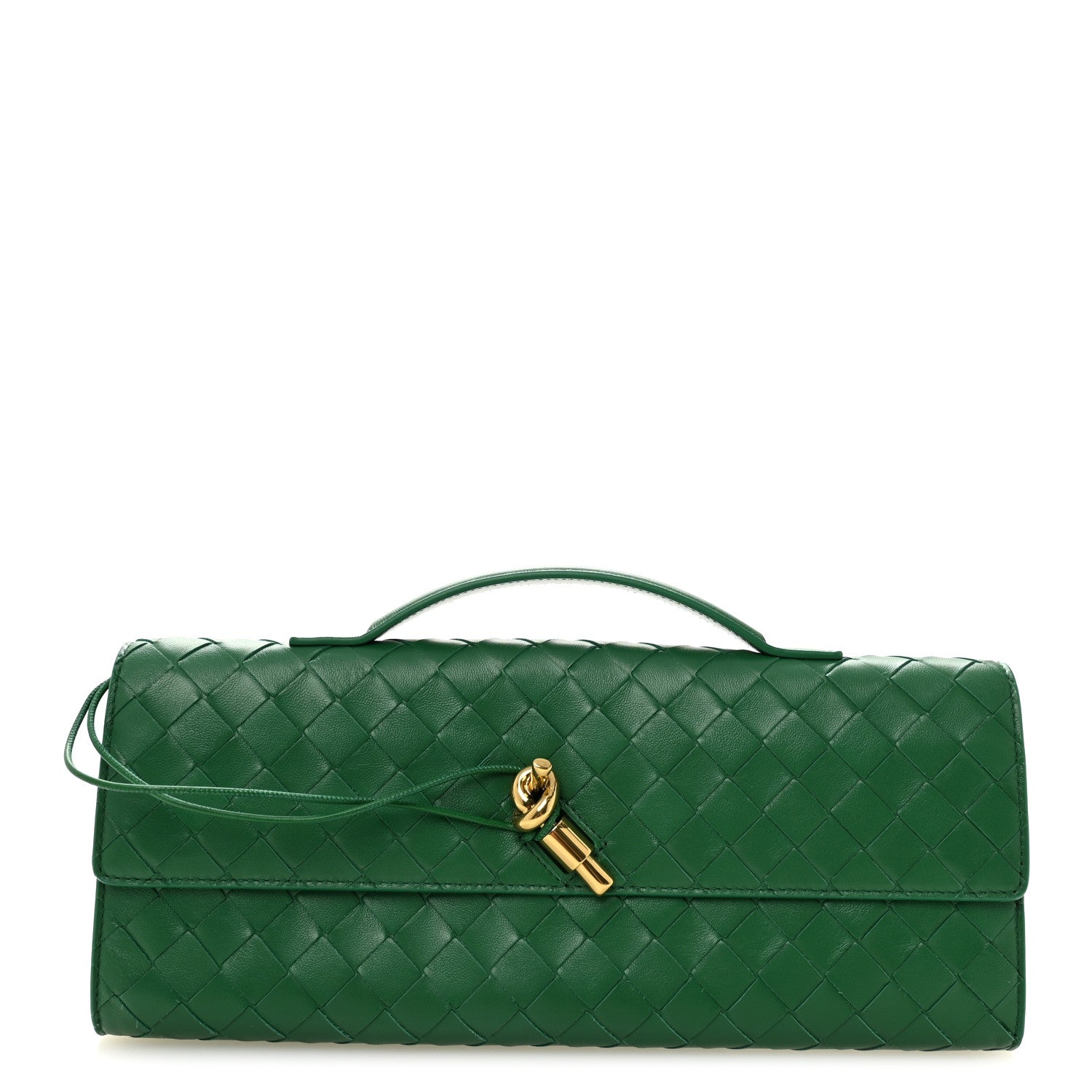 Bottega Veneta Nappa Intrecciato Long Andiamo Top Handle Clutch Jungle 1 of 9