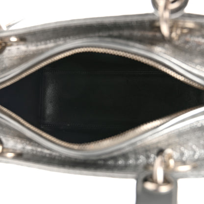 Christian Dior Metallic Patent Micro-Cannage Medium Lady Dior Silver 5 of 16