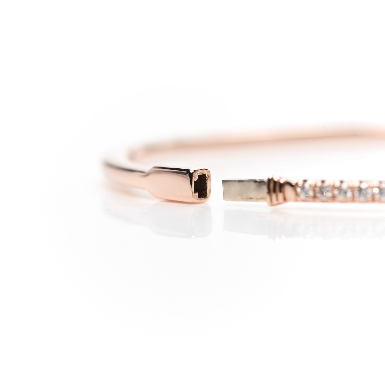 Tiffany 18K Rose Gold Diamond Metro Hinged Bangle Bracelet 5 of 5