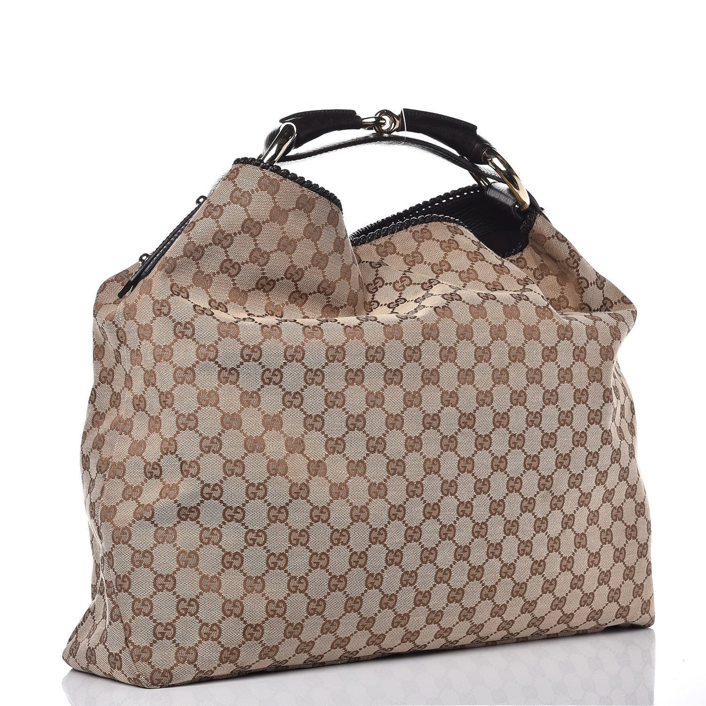 Monogram Large Horsebit Chain Hobo Dark Brown