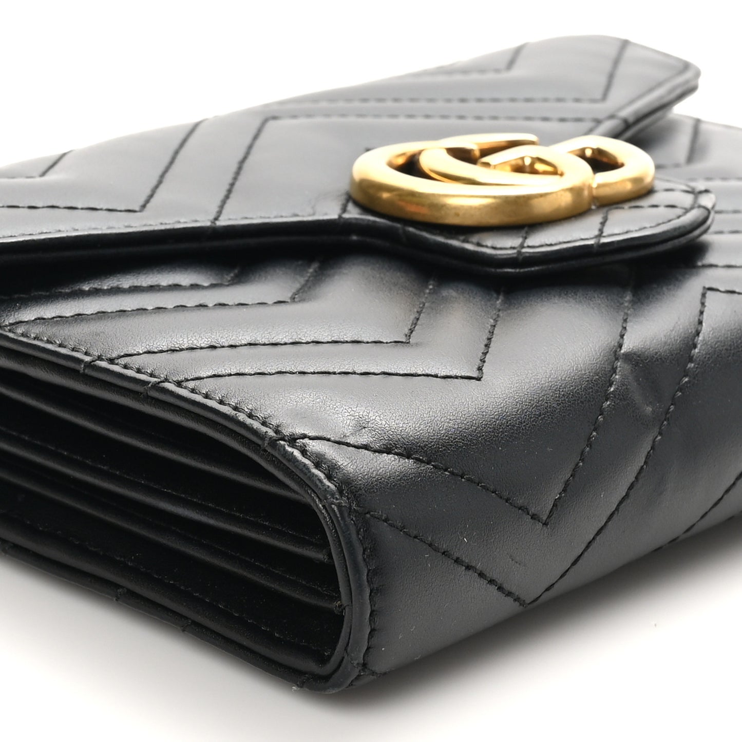 Calfskin Matelasse GG Marmont Chain Wallet Black