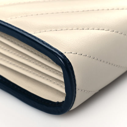 Gucci Vintage Effect Calfskin Matelasse Diagonal Torchon GG Marmont Chain Wallet Mystic White Blue Agata 8 of 10