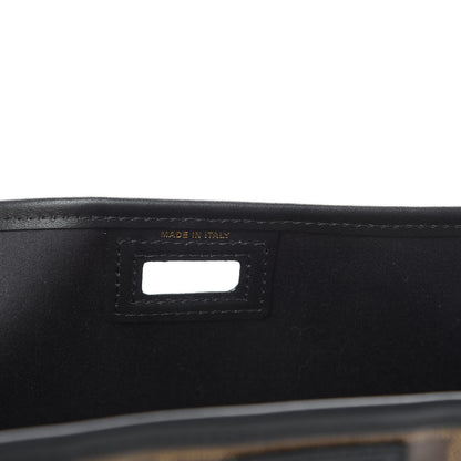 Fendi Glazed Fabric Vitello Century FF 1974 Stamp Patch Mini Peekaboo Defender Cover Mogano Panna Black 7 of 9