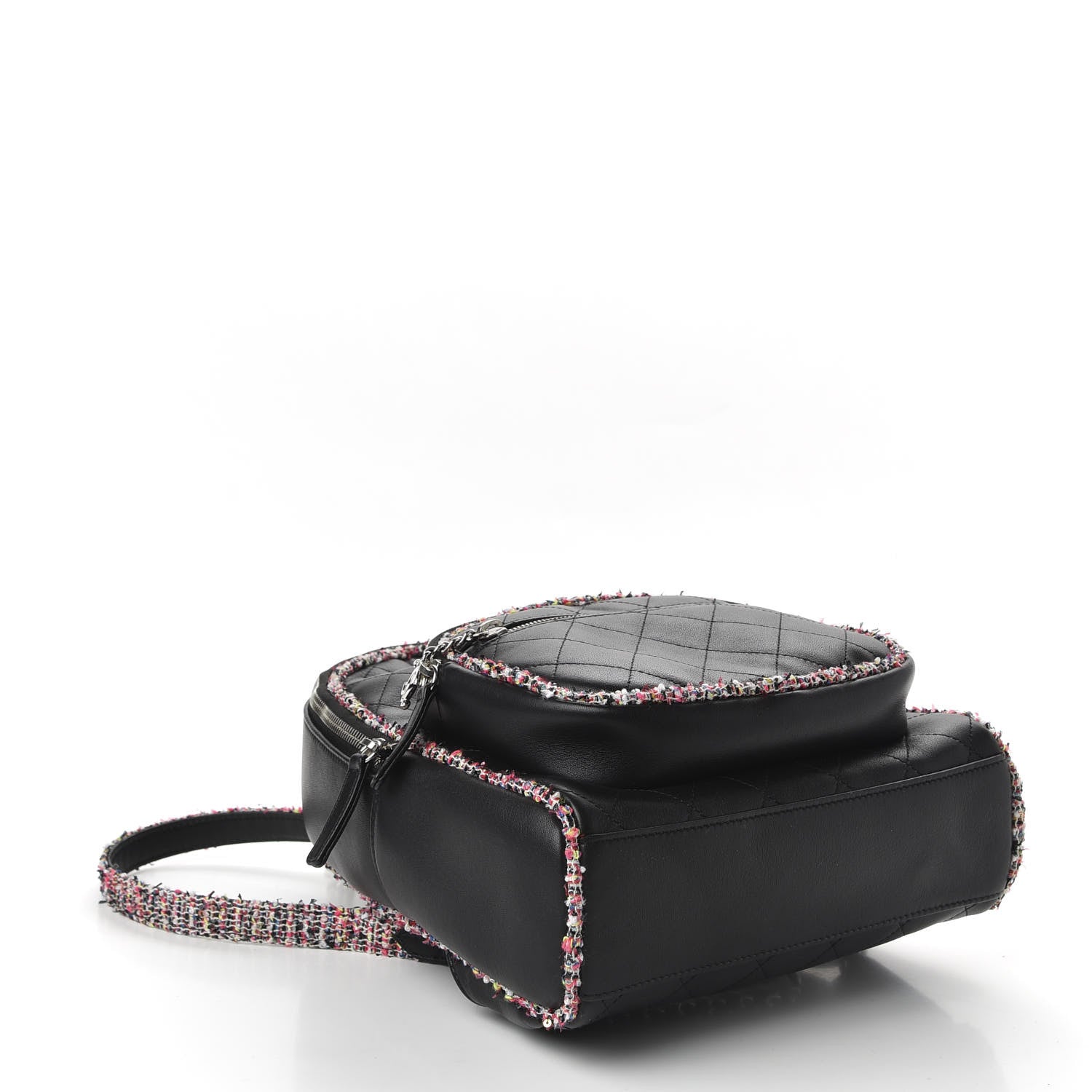 Chanel Lambskin Tweed Quilted Elegant Trim Backpack Black 3 of 10