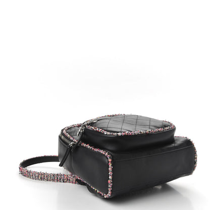 Chanel Lambskin Tweed Quilted Elegant Trim Backpack Black 3 of 10