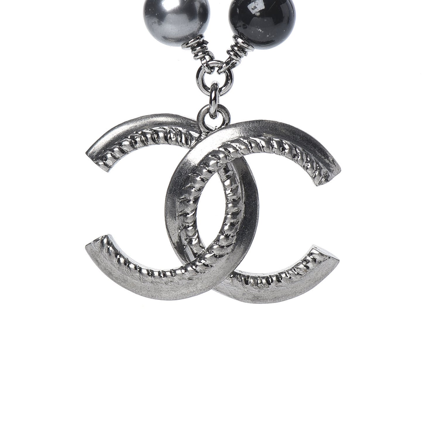 Beaded CC Short Necklace Ruthenium Black
