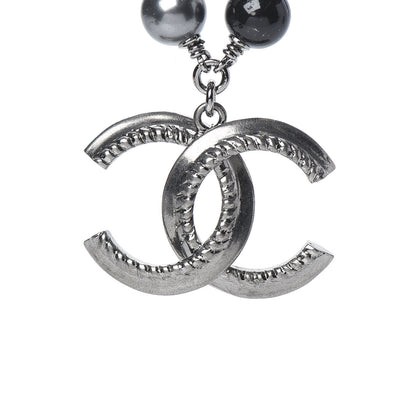 Chanel Beaded CC Short Necklace Ruthenium Black 5 of 6