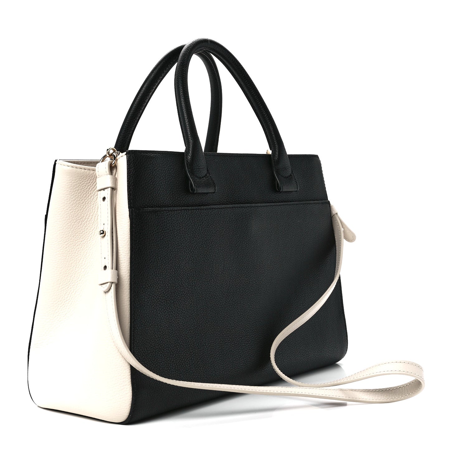 Grained Calfskin Small Bi-Color Neo Executive Shopper Tote Black Beige