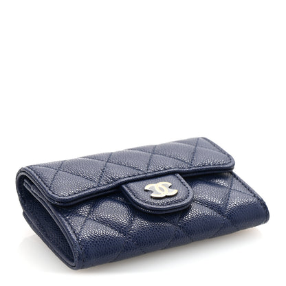 Chanel Caviar Quilted Flap Card Holder Wallet Navy Blue 4 of 9