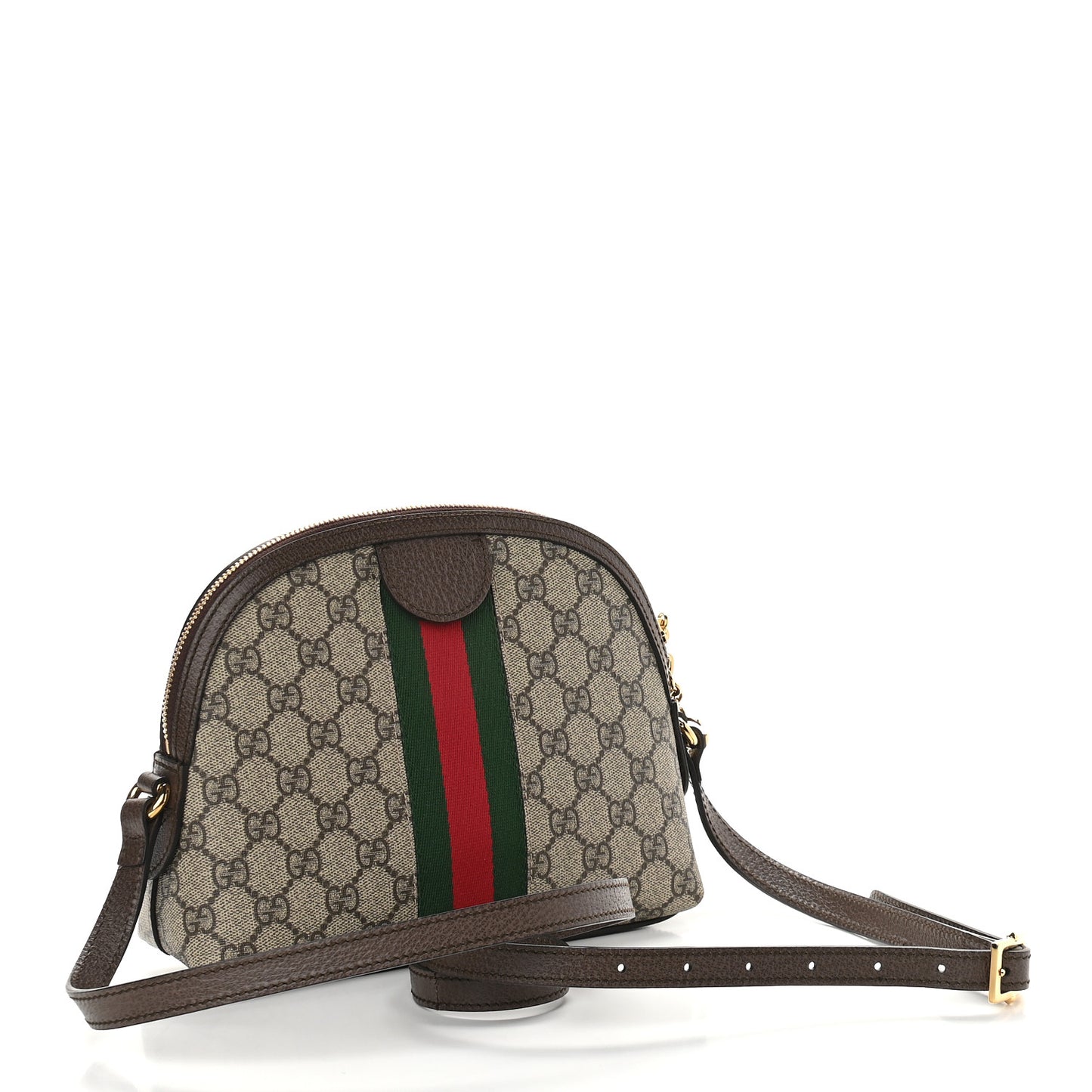 GG Supreme Monogram Textured Dollar Calfskin Web Small Ophidia Dome Shoulder Bag Beige Ebony New Acero