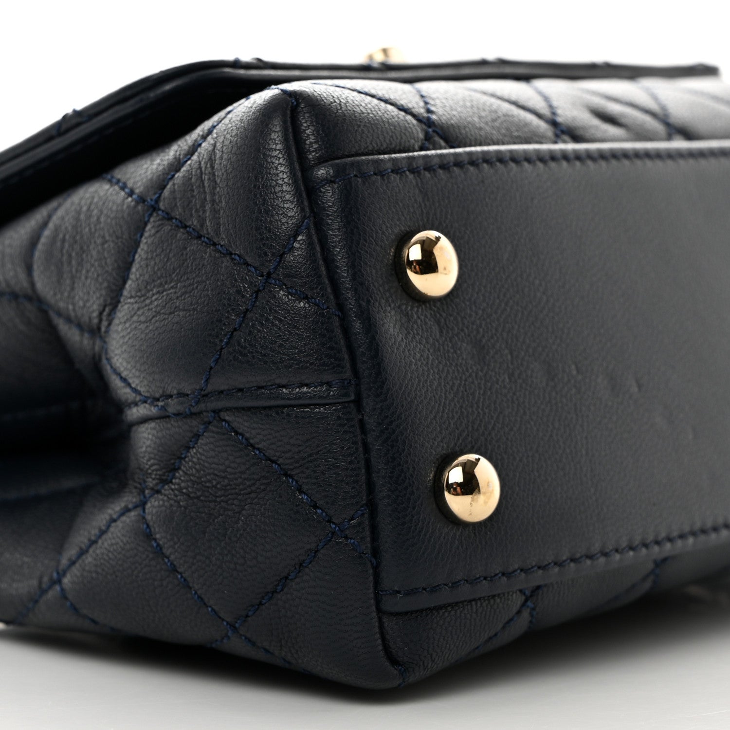 Chanel Goatskin Quilted Extra Mini Rainbow Coco Handle Flap Navy Blue 9 of 10