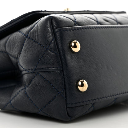 Chanel Goatskin Quilted Extra Mini Rainbow Coco Handle Flap Navy Blue 9 of 10