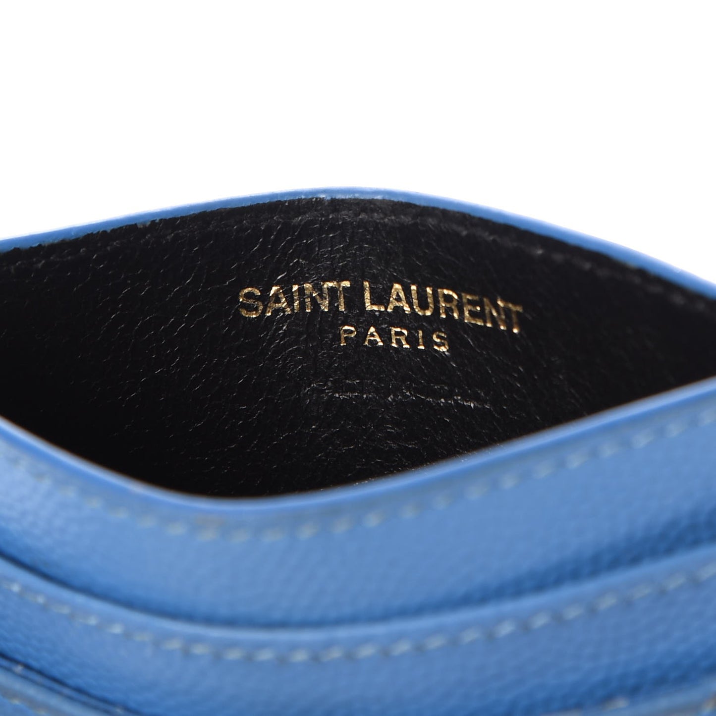 Grain De Poudre Matelasse Monogram Credit Card Case Blue Clair