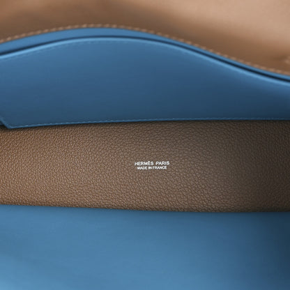 Hermes Evercolor Verso Kelly Danse II Belt Beige De Weimar Bleu du Nord 5 of 9