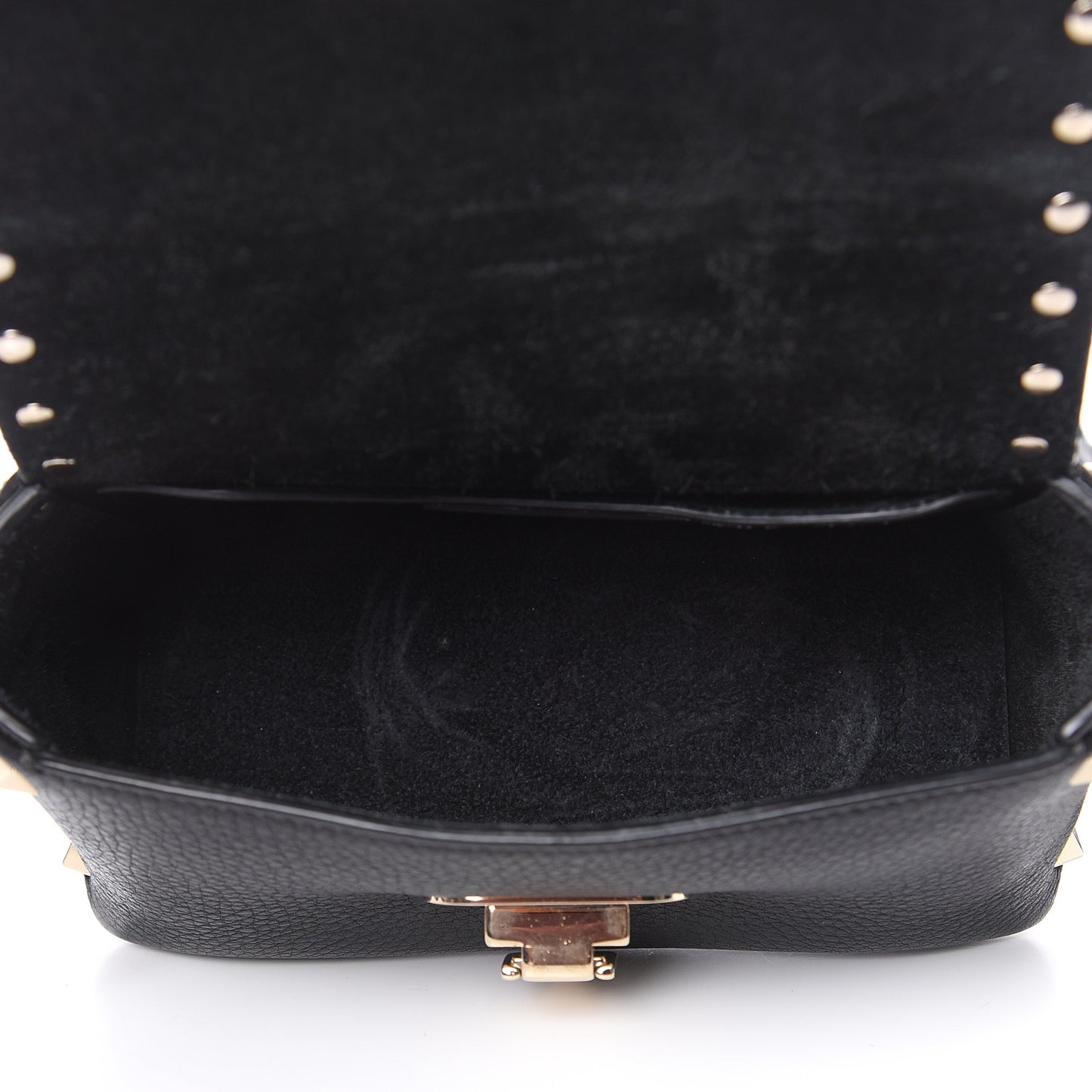 Pebbled Calfskin Mini Rockstud Crossbody Bag Black