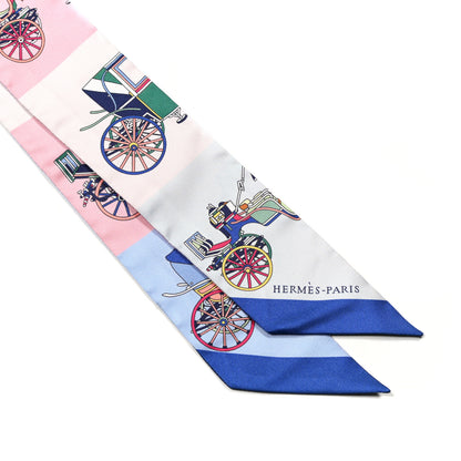 Hermes Silk Les Voitures Exquises Twilly Bleu Rose Vert 2 of 4