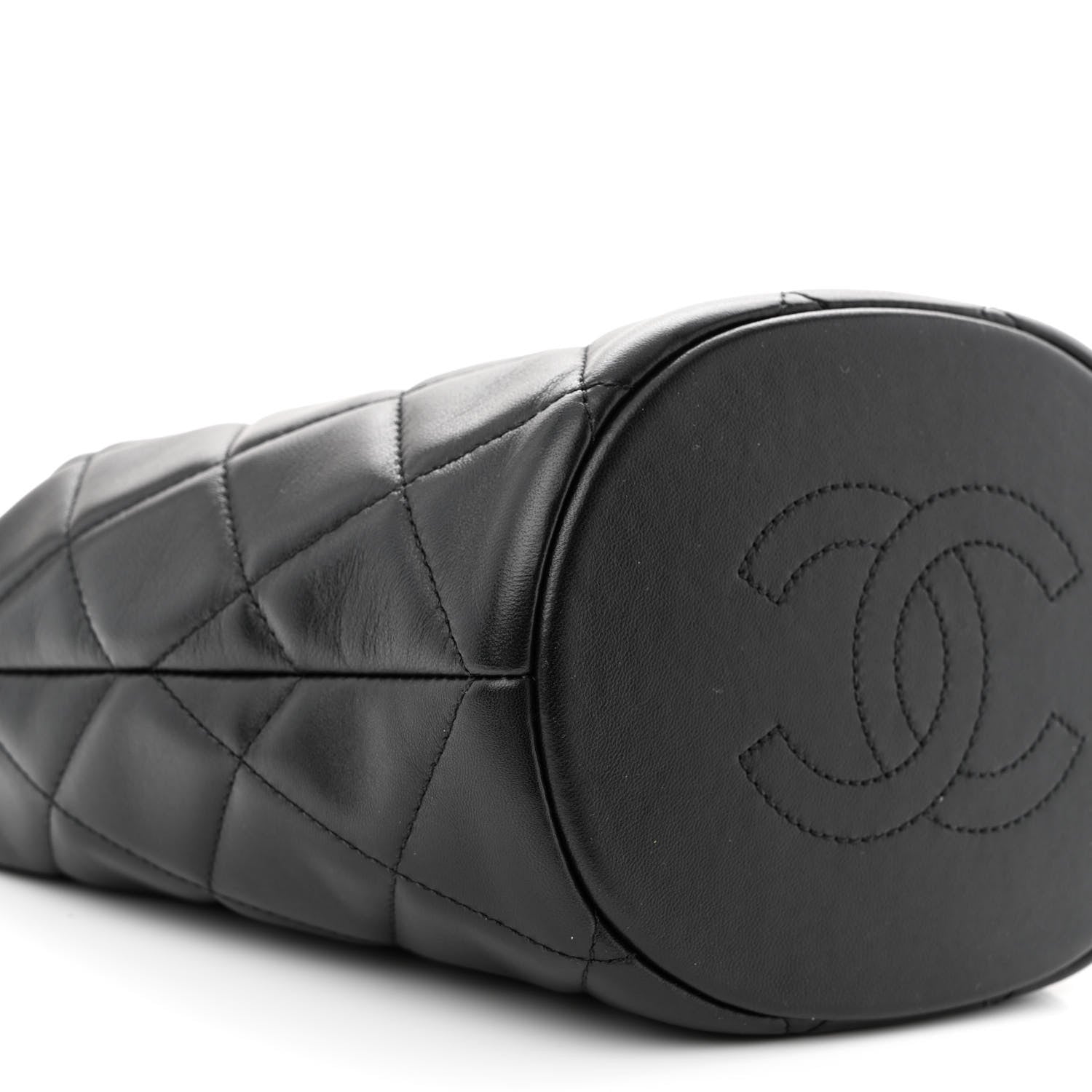 Chanel Lambskin Quilted My Perfect Chain Bucket Drawstring Bag Black 8 of 10