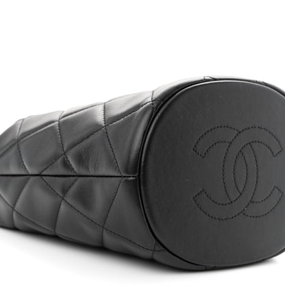 Chanel Lambskin Quilted My Perfect Chain Bucket Drawstring Bag Black 8 of 10