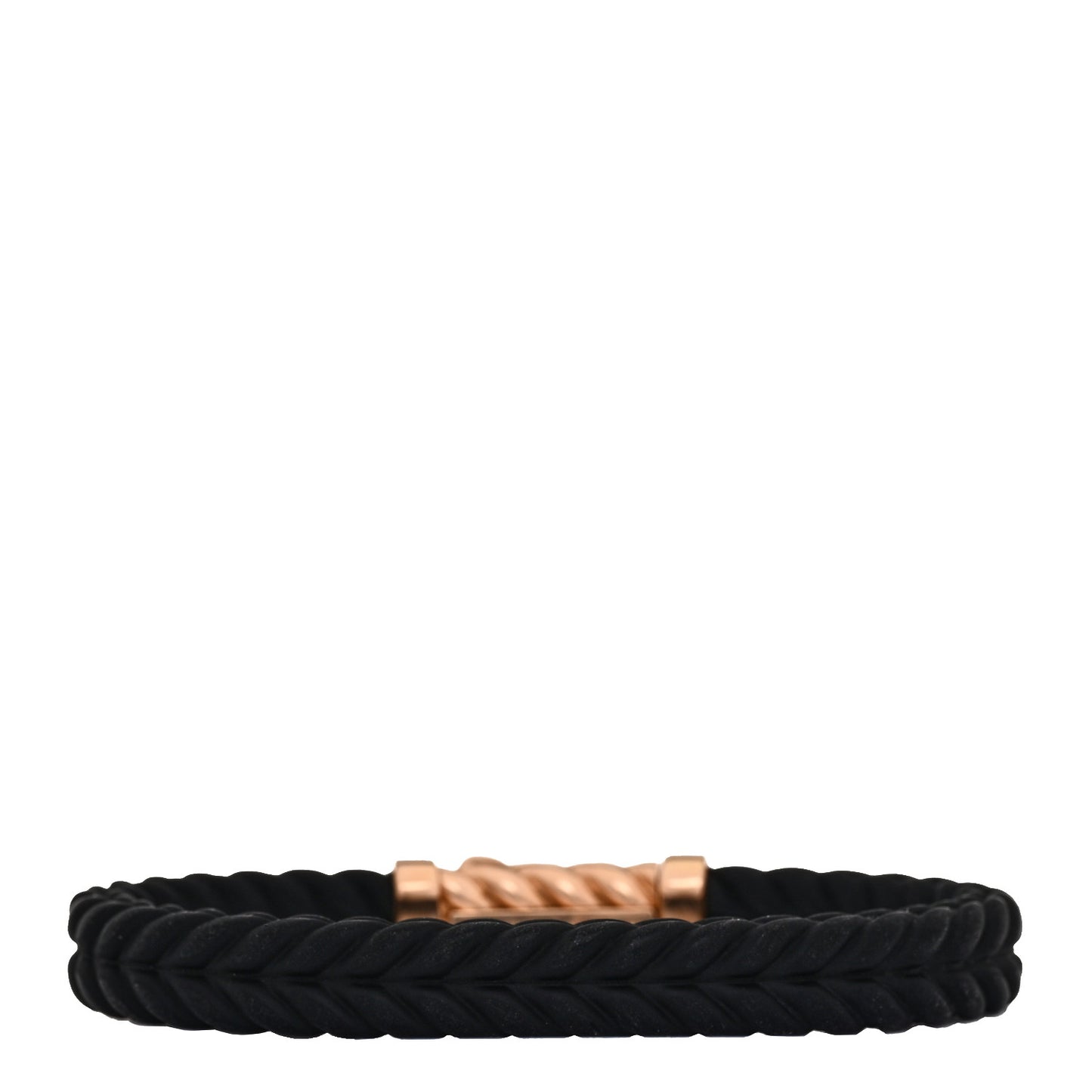 18K Rose Gold Rubber 9mm Chevron Bracelet Black