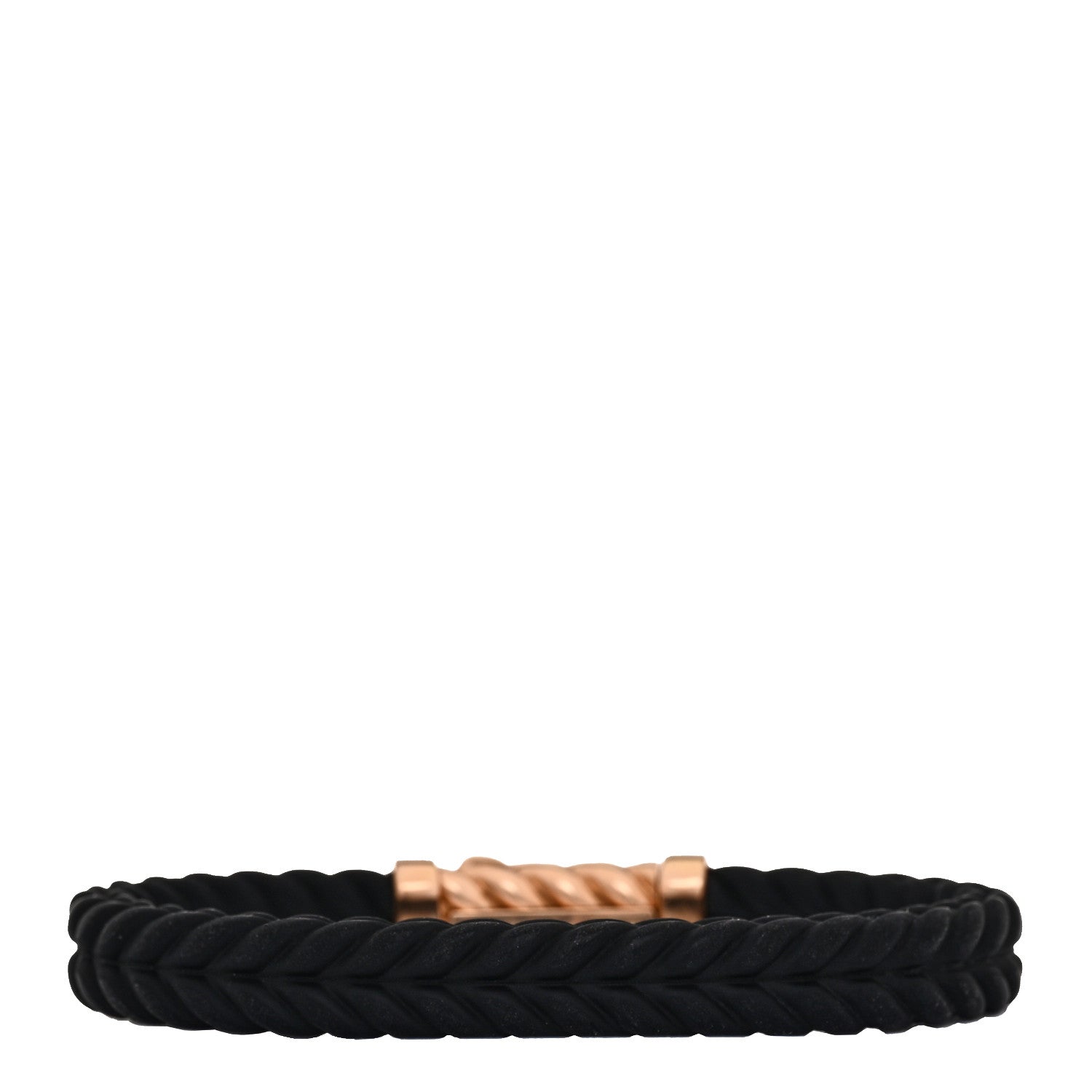 David Yurman 18K Rose Gold Rubber 9mm Chevron Bracelet Black 3 of 5