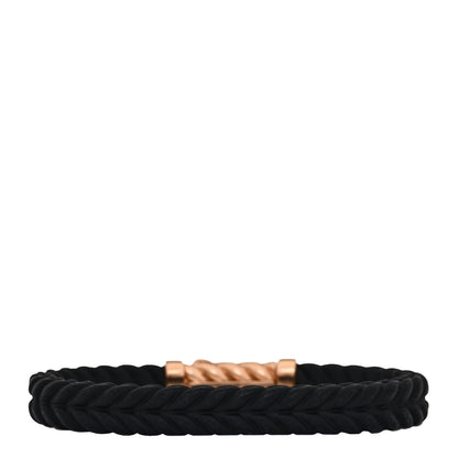 David Yurman 18K Rose Gold Rubber 9mm Chevron Bracelet Black 3 of 5
