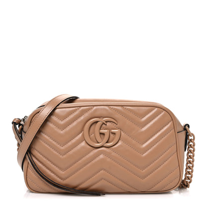 Gucci Calfskin Matelasse Monochrome Small GG Marmont Chain Shoulder Bag Camelia 1 of 12