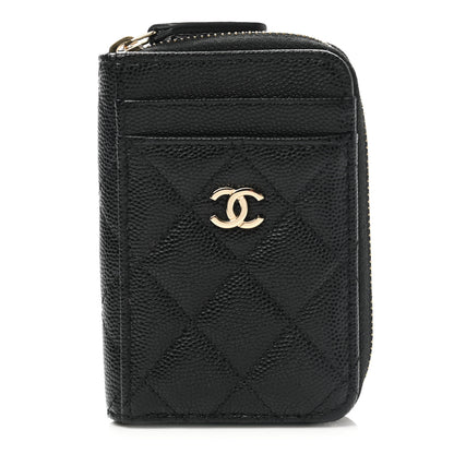 Chanel Caviar Quilted Zip Card Holder Black 1 of 8