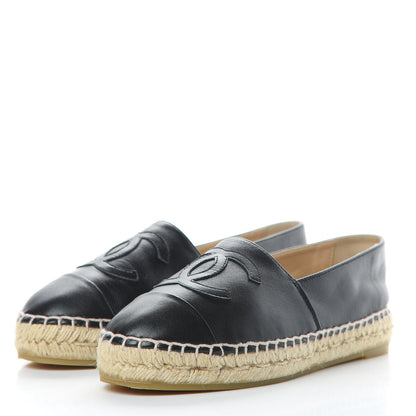 Chanel Lambskin CC Espadrilles 36 Black 3 of 12