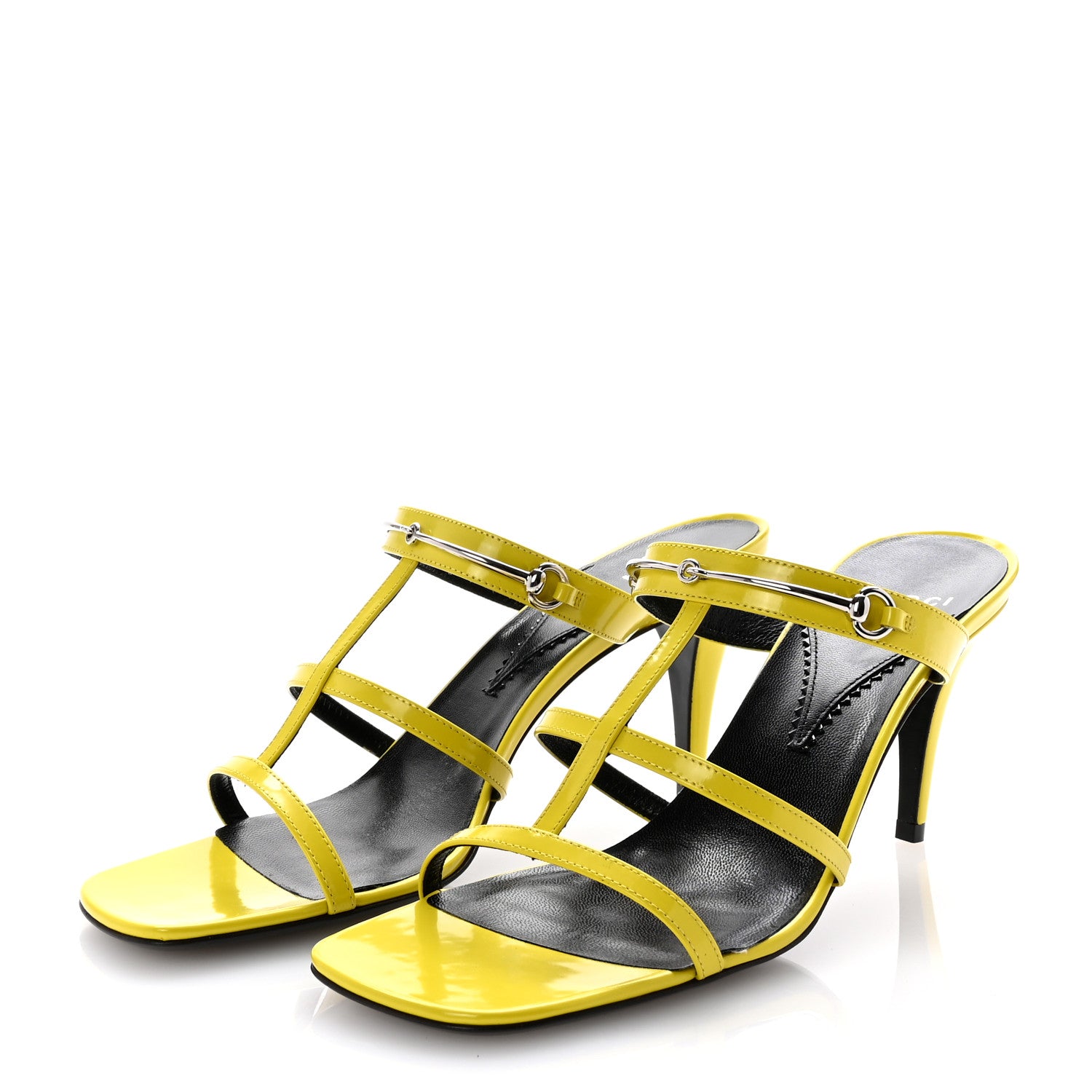 Gucci Patent Calfskin Horsebit Divine 75mm Slide Sandals 39.5 Acid Lime 4 of 9